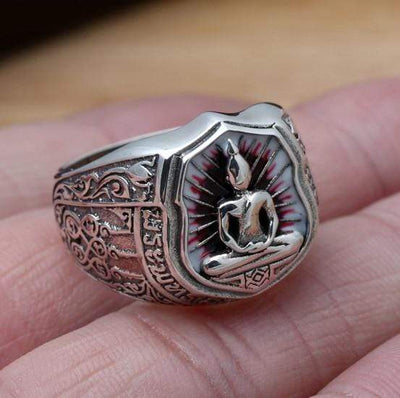 wickedafstore S925 Sterling Silver Buddha Ring