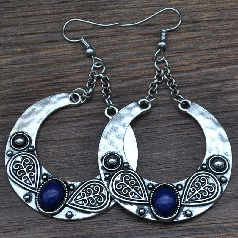 wickedafstore Sapphire Oriental Boho Earrings