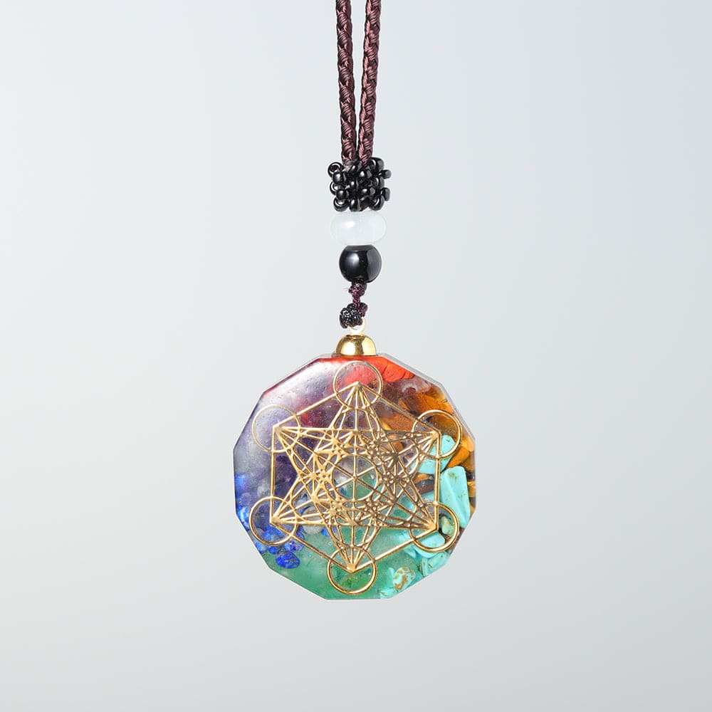 wickedafstore Seven Chakras Orgone Energy Pendant Necklace
