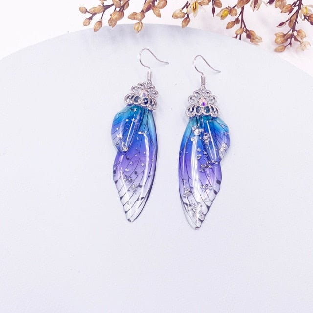 wickedafstore SF-Blue Fairy Wings Earrings Colorful Edition