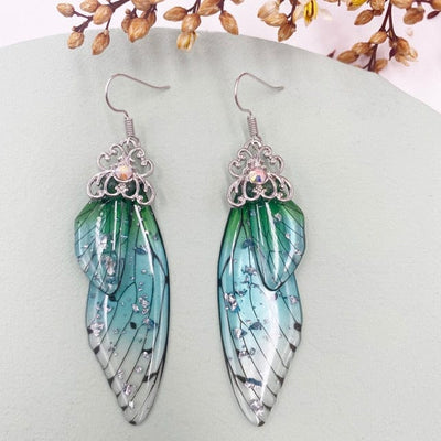 wickedafstore SF-Green Fairy Wings Earrings Colorful Edition