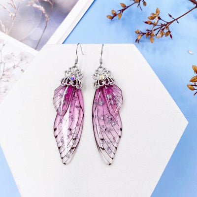 wickedafstore SF-Pink Fairy Wings Earrings Colorful Edition