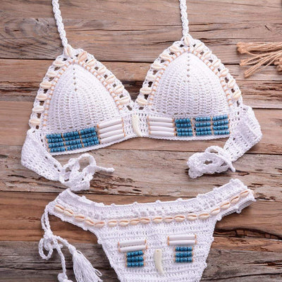 wickedafstore Shell Crochet Bikini Set