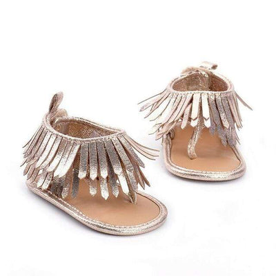 wickedafstore Silver / 7-12 Months Tassel Leather Sandals