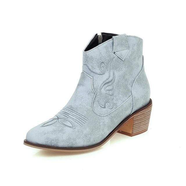wickedafstore sky blue / 10.5 Vegan Leather Ankle Boots