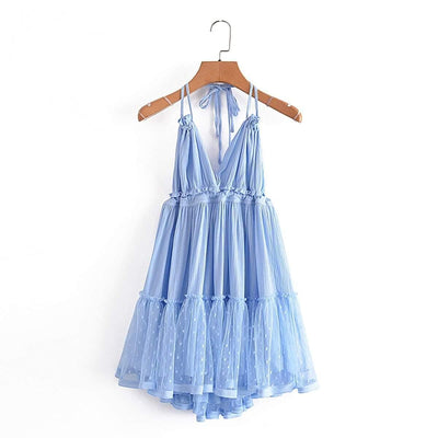 wickedafstore Sky Blue / S Ainhoa Backless Mini Dress