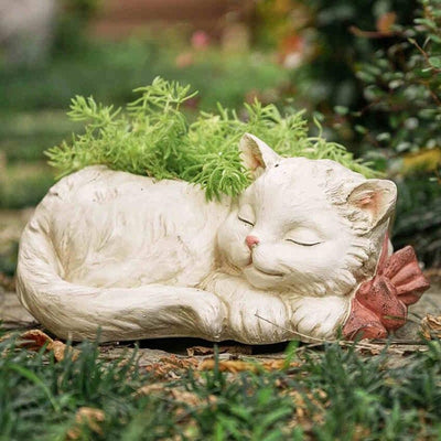 wickedafstore Sleeping Cat Flower Pot