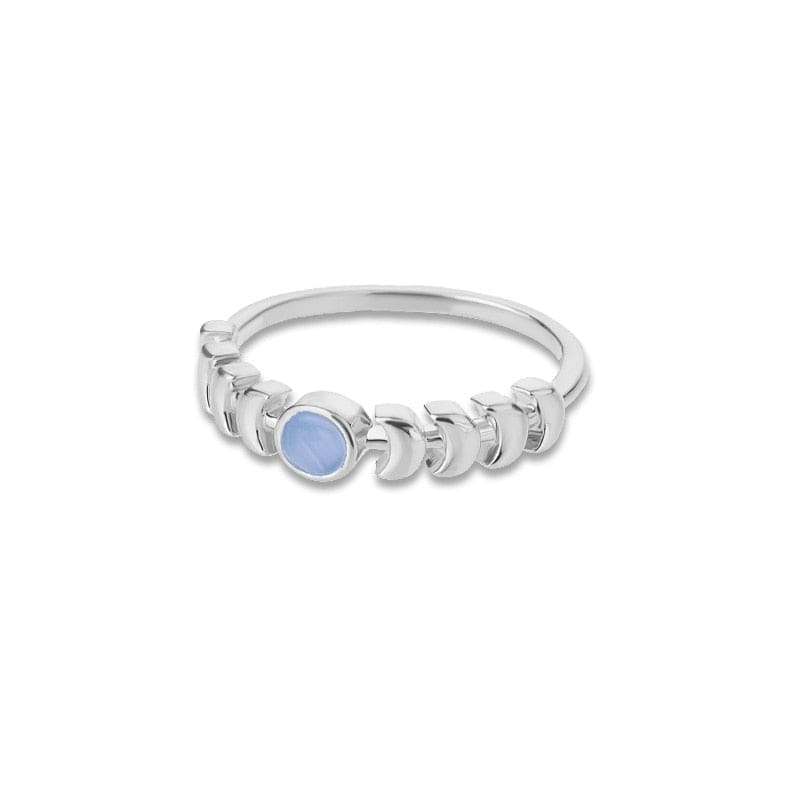 wickedafstore Sliver Opal Crescent Moon Ring
