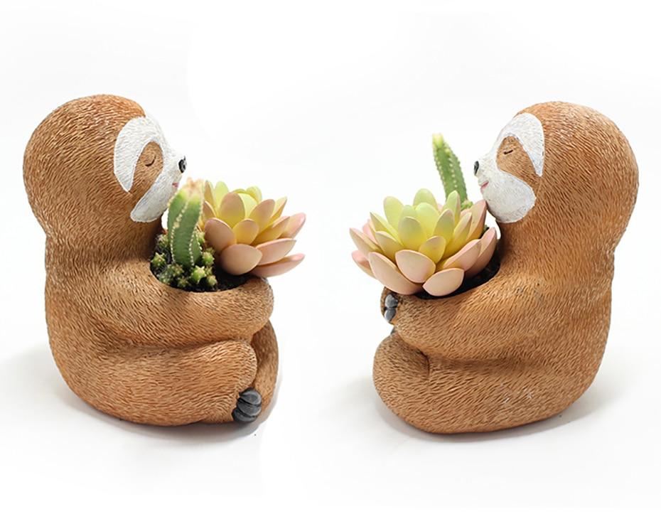wickedafstore Sloth Resin Flower Pot