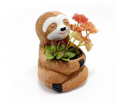 wickedafstore Sloth Resin Flower Pot