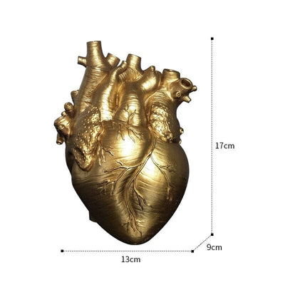 wickedafstore Small Gold Anatomical Heart Vase