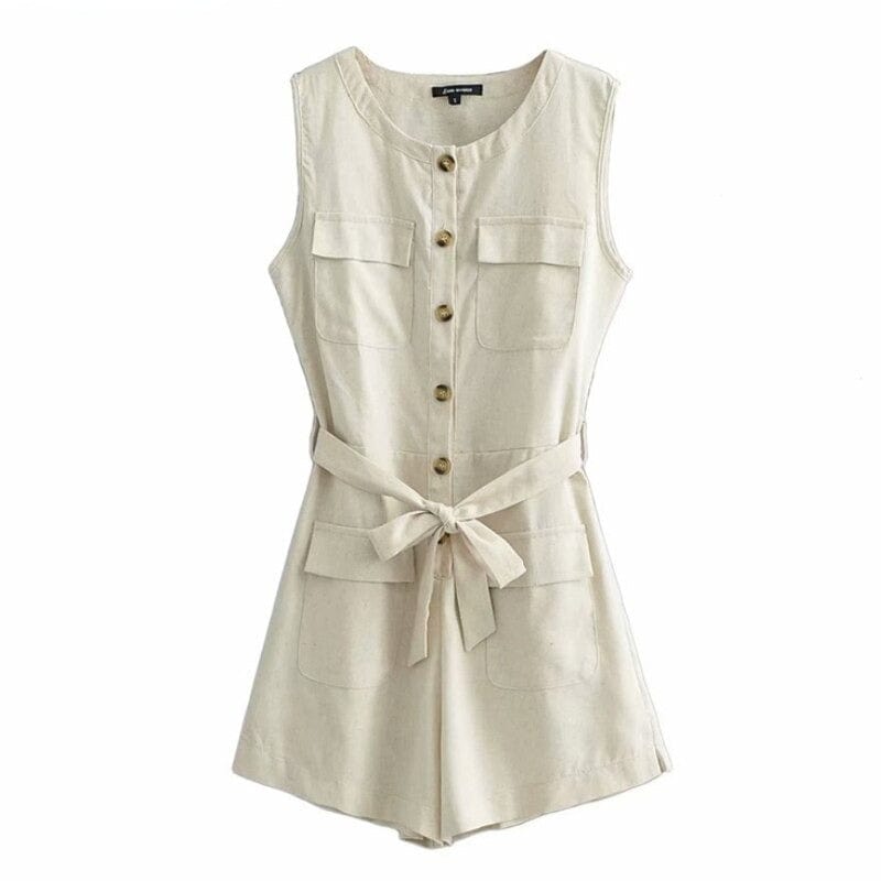 wickedafstore Stacie Beige Vintage Romper