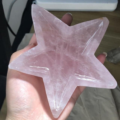 wickedafstore Star Carved Shaped Rose Quartz Crystals
