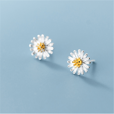 Sterling Silver Daisy Chrysanthemum Earrings - wickedafstore