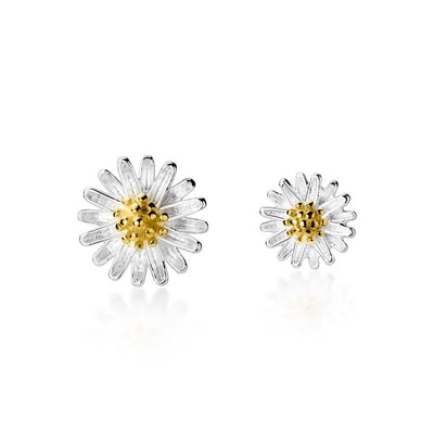 Sterling Silver Daisy Chrysanthemum Earrings