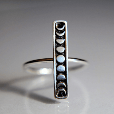 wickedafstore Sterling Silver Moon Phase Ring
