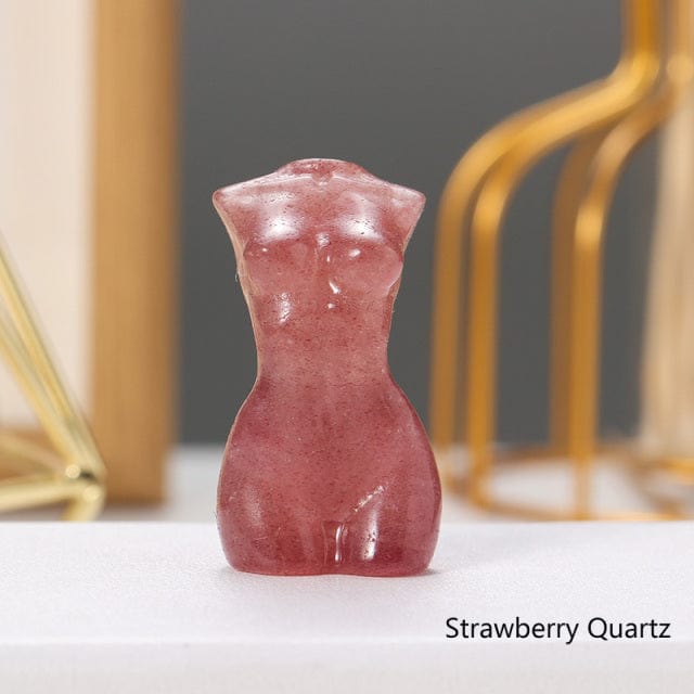wickedafstore Strawberry quartz Goddess Silhouette Crystal Statue