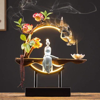wickedafstore style 2 Peaceful Lady Backflow Incense Burner Lamp