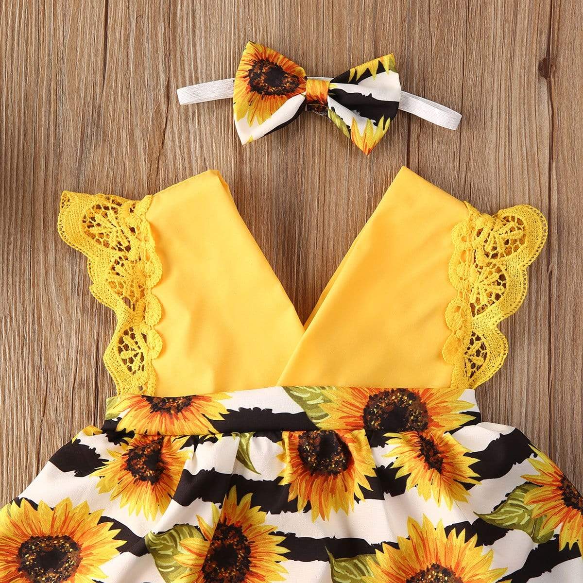 wickedafstore Sunflower Girassol Romper Dress