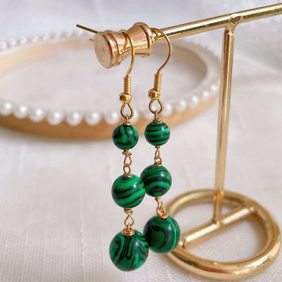 wickedafstore Synthetic Malachite Natural Crystal Drop Earring
