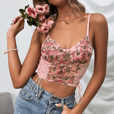 wickedafstore Tabitha Embroidered Short Cami