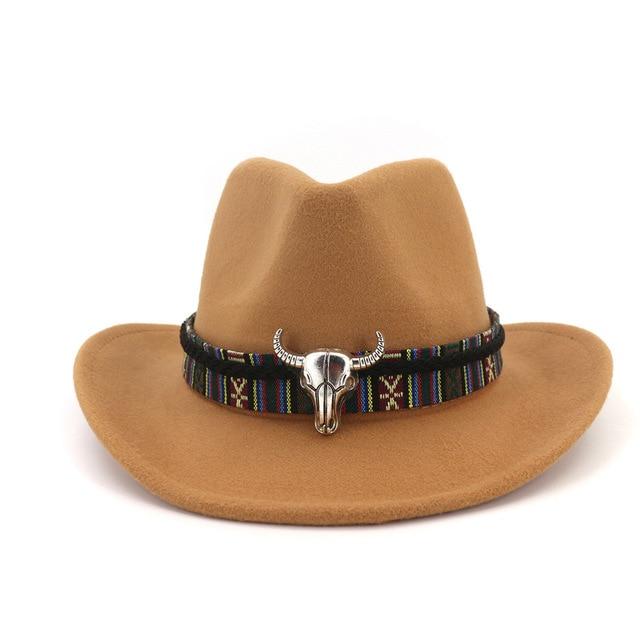 wickedafstore Tan Western Bull Cowboy Hat