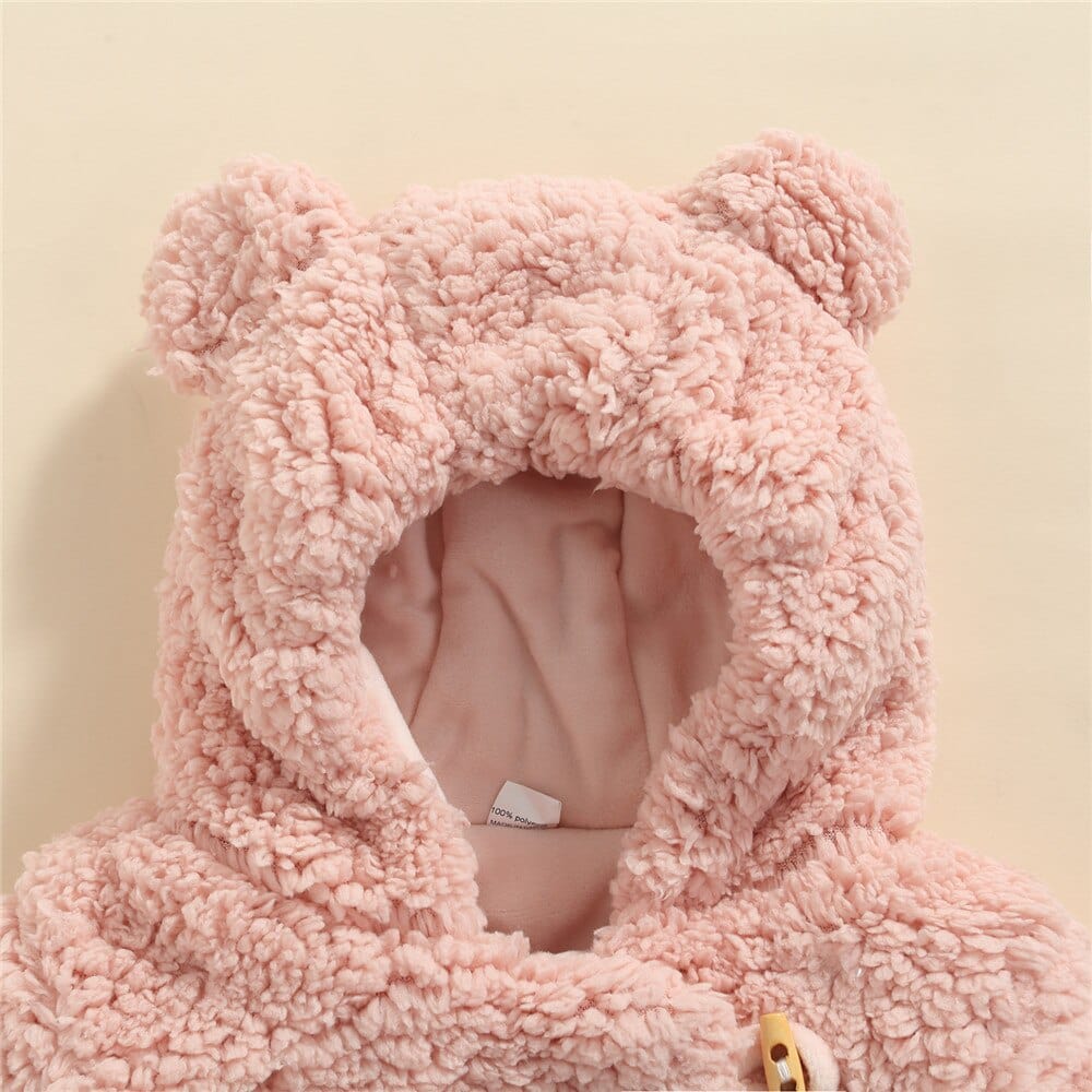 wickedafstore Teddy Bear Baby Velvet Hooded Coat