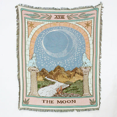 wickedafstore The Moon Tarot Card Throw Blanket