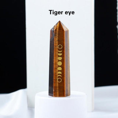 wickedafstore tiger eye / 8-9cm Moon Phases Natural Crystal Wands