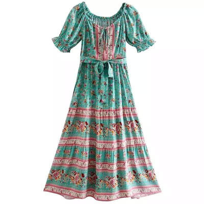 wickedafstore Turquoise / M Aranyani Boho Midi Dress
