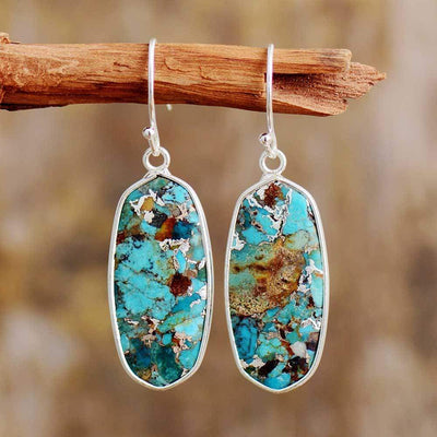 wickedafstore Turquoise Natural Stone Earrings