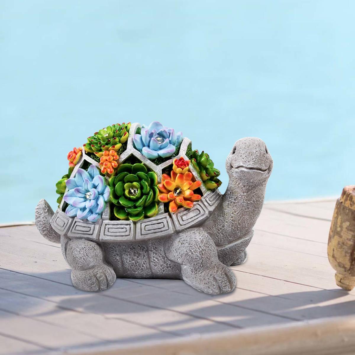 solar succulent turtle Turtle Solar Powered Garden Decor