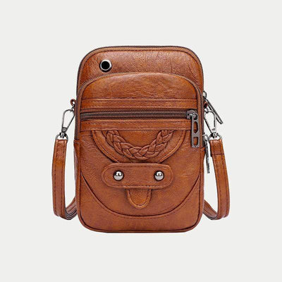 wickedafstore Vegan Leather Braided Design Messenger Bag