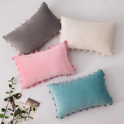 Velvet Cushion Cover with Tassels
