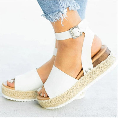 wickedafstore White / 35 Strap Flatform Espadrille Sandals