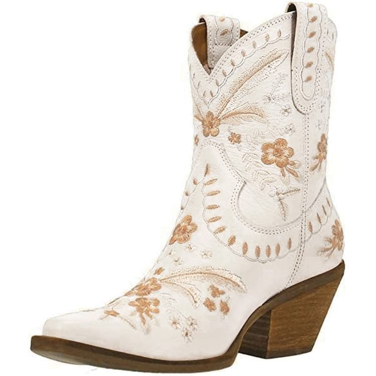 wickedafstore White / 5 Arizona Embroidered Western Boots