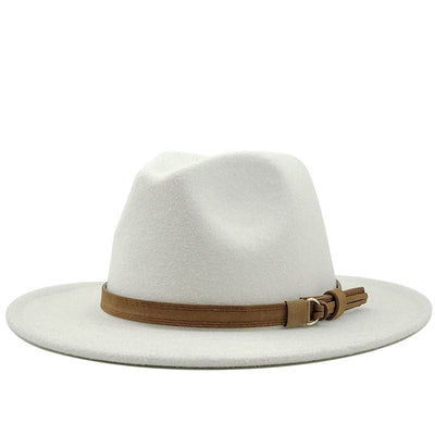 wickedafstore White / 56-58CM Eridian Fedora Hat With Leather Ribbon