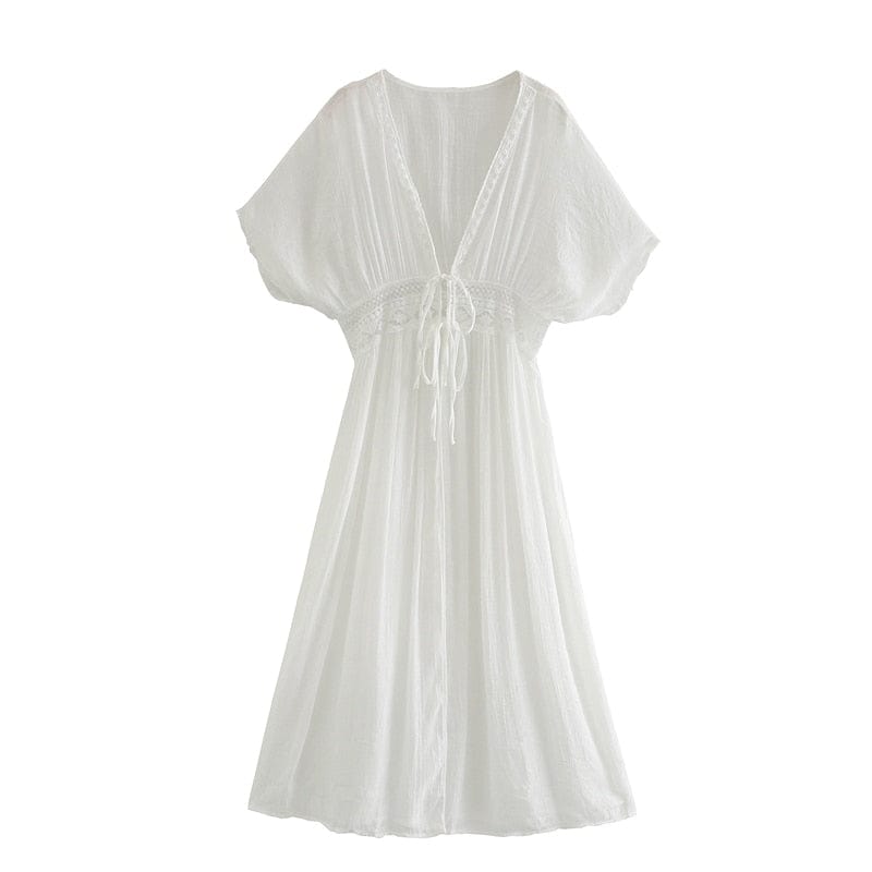 wickedafstore White Amara Boho Maxi Dress