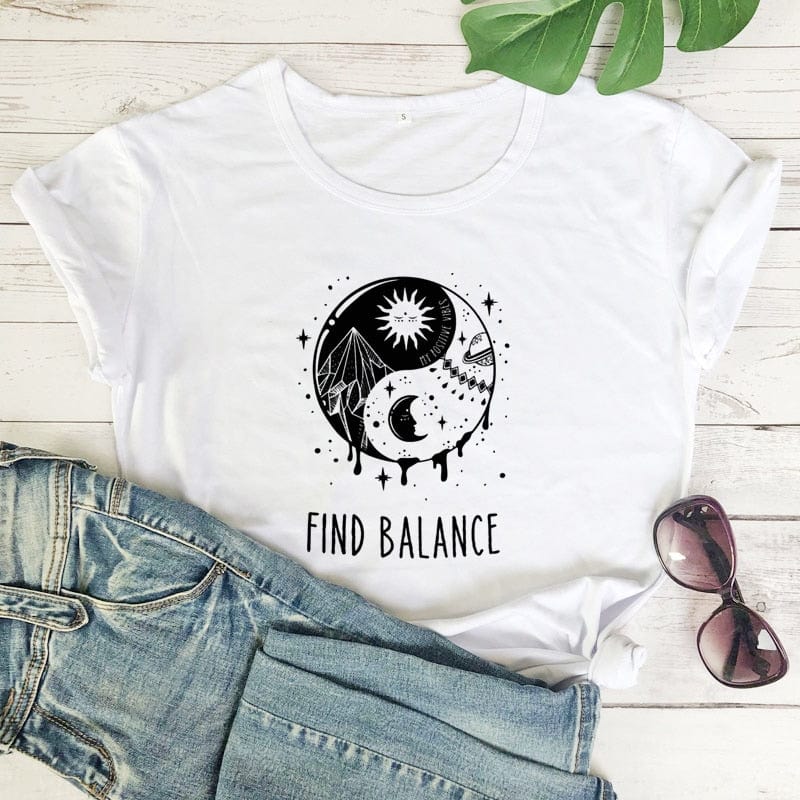 wickedafstore White - Black text / S Find The Balance Graphic Tee