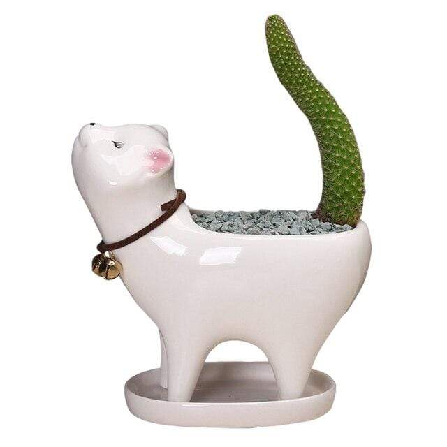 wickedafstore White Cute Cat Flower Pot