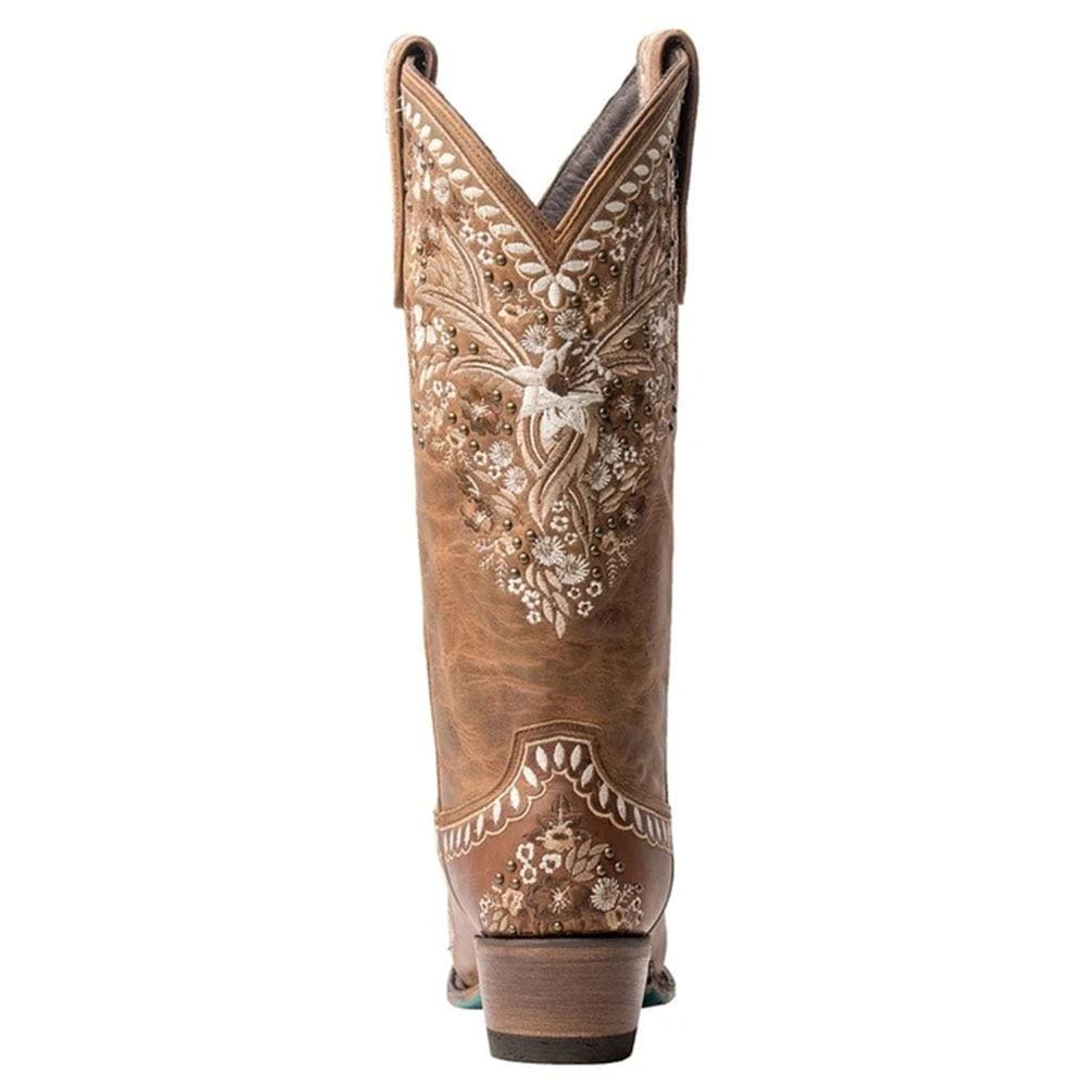 White Floral Embroidery Cowgirl Boots | wickedafstore