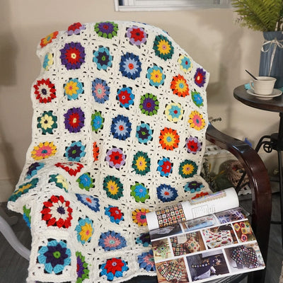 wickedafstore White Handmade Boho Crochet Blanket