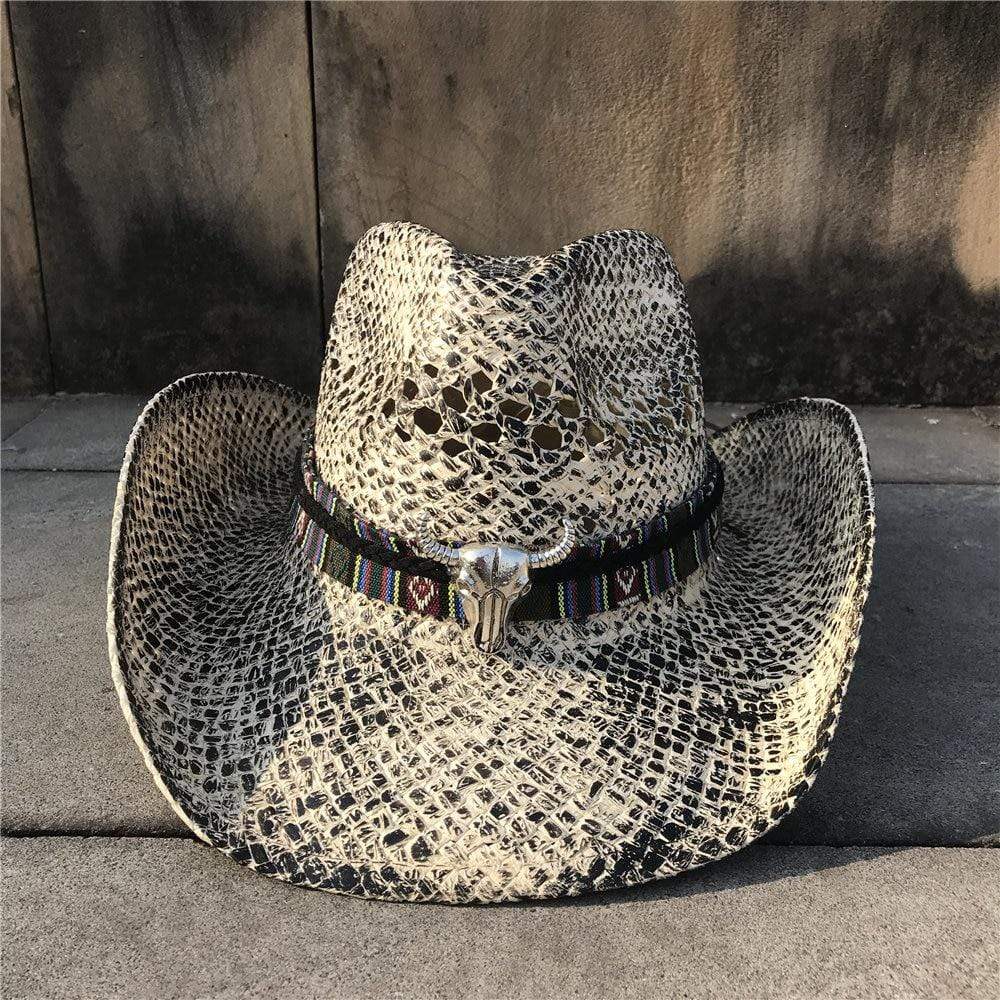 wickedafstore White HEN Mock-Snake Design Cowgirl Hat
