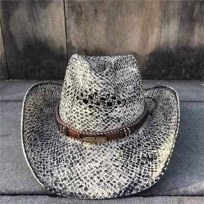 wickedafstore White HEP Mock-Snake Design Cowgirl Hat