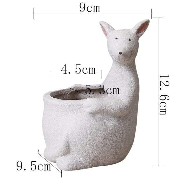 wickedafstore White Kangaroo Ceramic Flower Pot