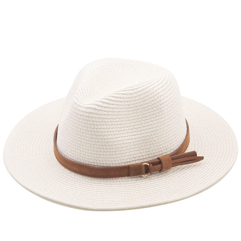 wickedafstore White Memphis Straw Fedora Hat