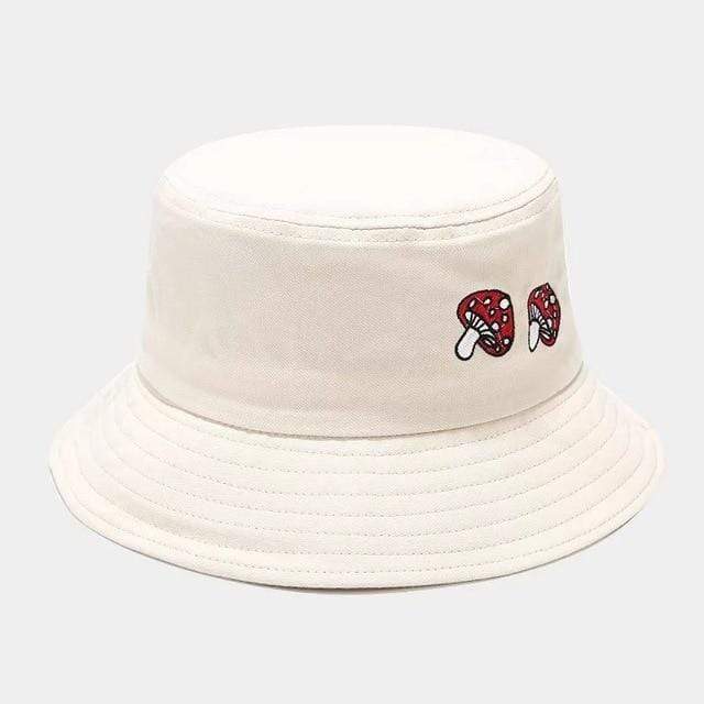 wickedafstore White Mushroom Bucket Hat