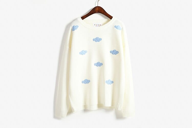 wickedafstore White / One Size Clouds Sweater