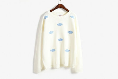 wickedafstore White / One Size Clouds Sweater