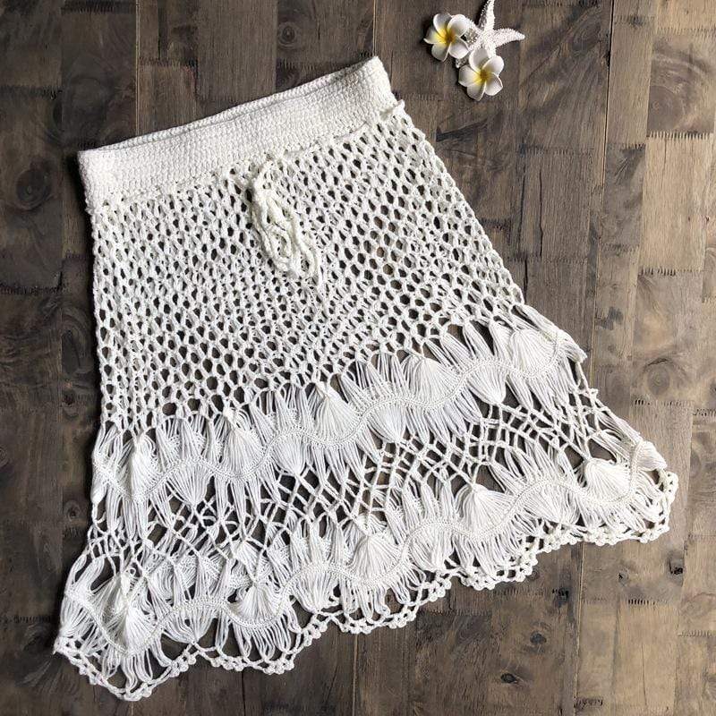 wickedafstore White / One Size Hand Woven Boho Mini Skirt